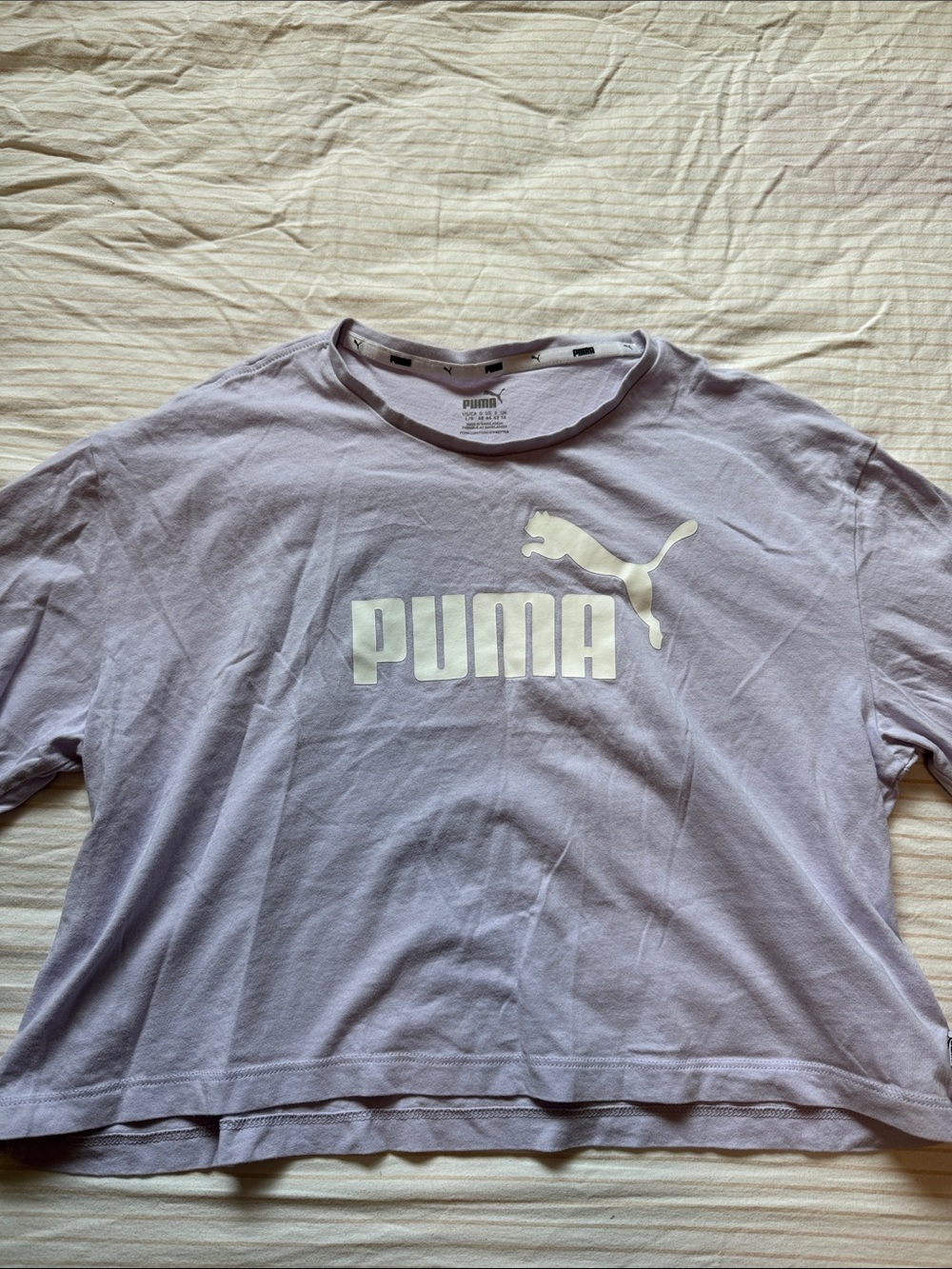 Puma Lilac Cropped Logo Tee with White Print